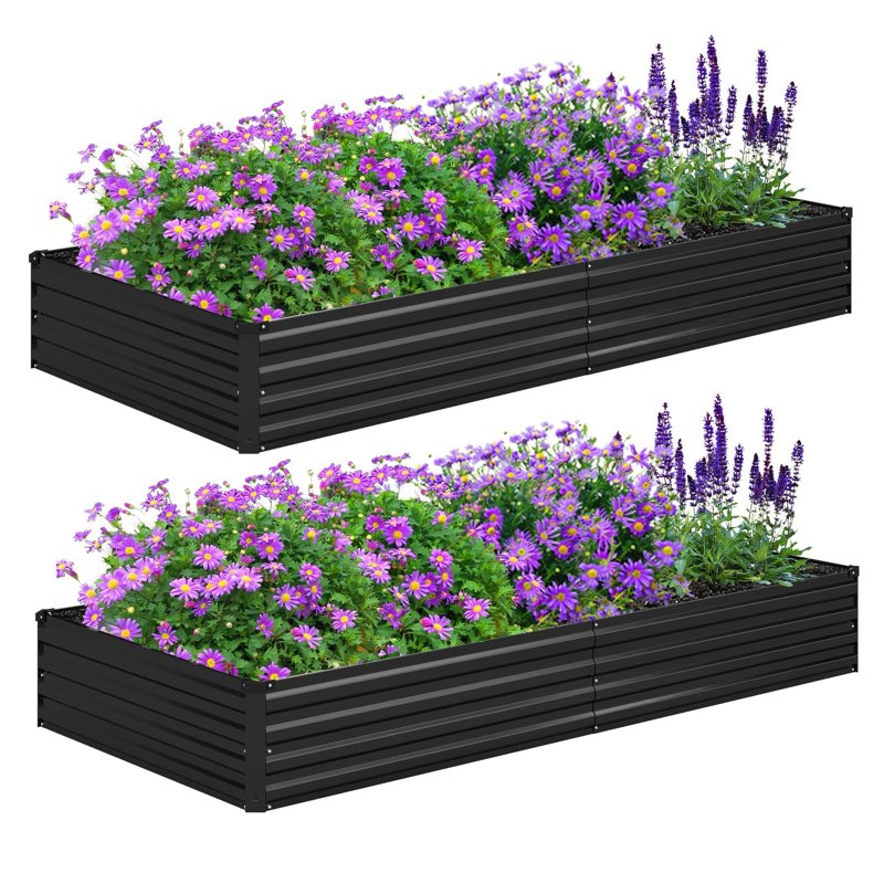 8x4x1ft 2 pcs galvanized raised garden bed foxlang 8x4x1ft2 outdoor planter