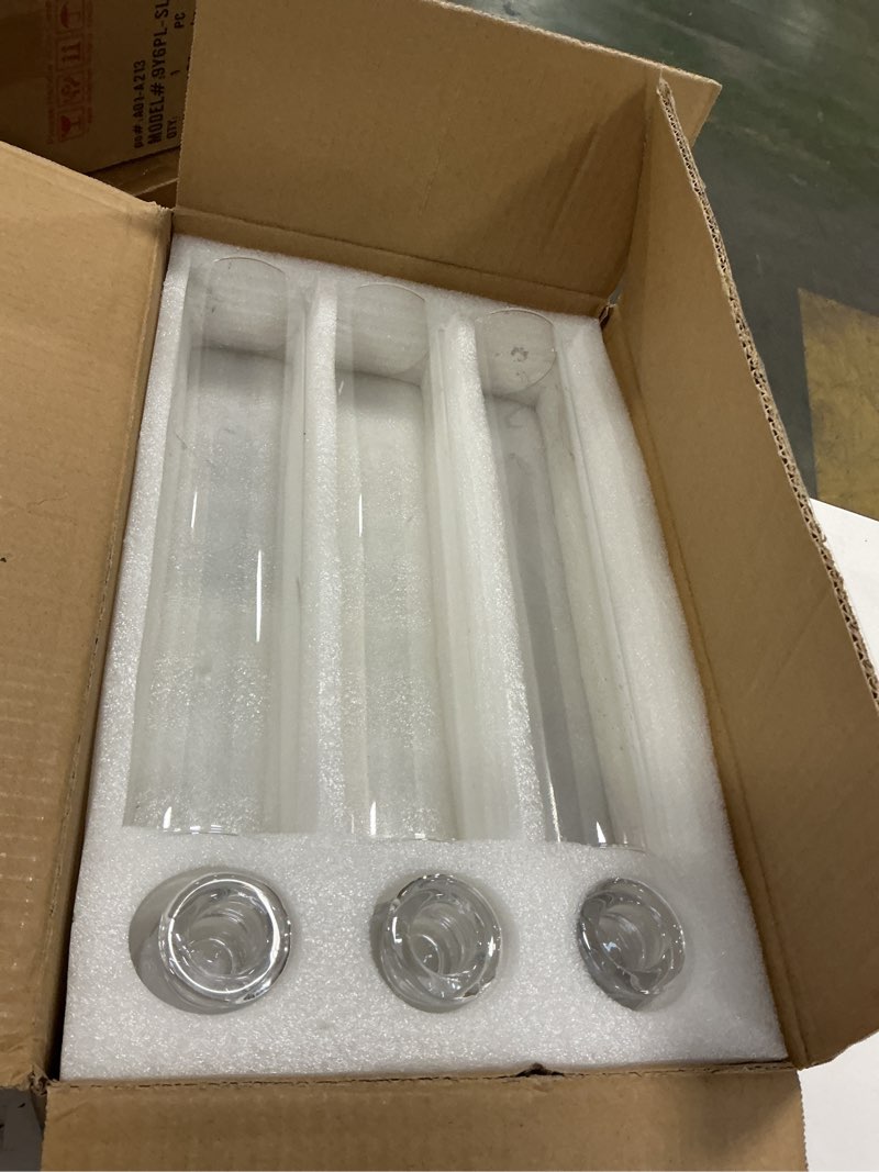 Condition photo showing Good Condition for NUPTIO Candle Stick Candle Holder: Set of 6 Glass Hurricane Taper Candleholder - Bulk Candlestick Stand with Tall Cylinder Chimney for Thanksgiving Christmas Holiday Table Decoration