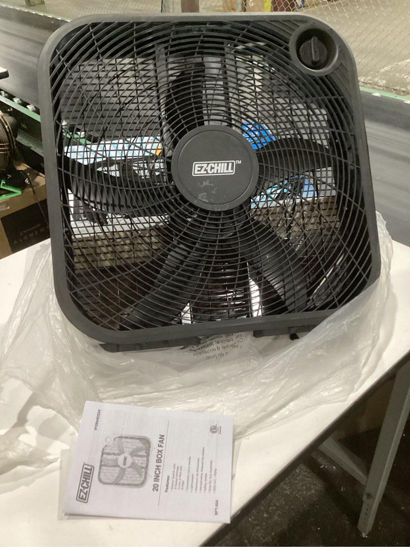 ez-chill 20\" 3-speed box fan, ideal for home, bedroom, & office, black, not tested