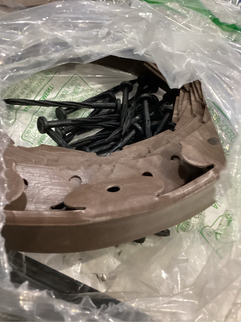 Condition photo showing As Is for garden edging border,plastic edging for landscaping,flower bed, paver and lawn edging border (2inchx100ft-2, brown) brown 2inchx100ft