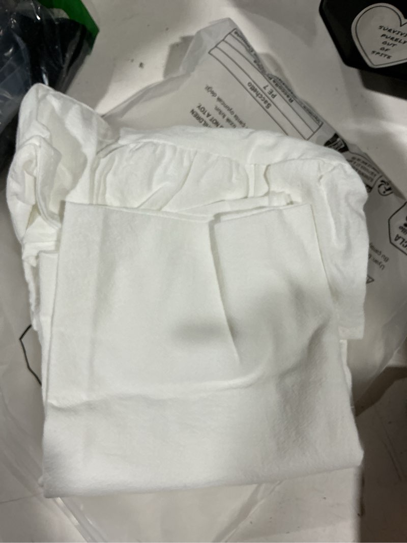 Condition photo showing Good Condition for hairuo cotton linen table cloths retro farmhouse heavy fabric table cover pink white washable table top for parties coffee kitchen picnic round table cloth (white,round, 40") white 40" (round)