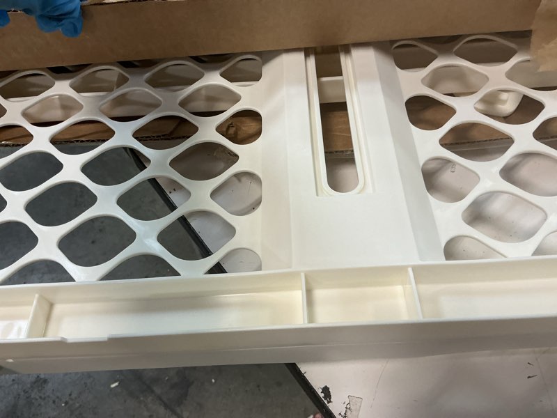 Condition photo showing Good Condition for toddleroo by north states 42” wide supergate ergo baby gate, made in usa: for doorways or stairways. includes wall cups. pressure or hardware mount. 26” - 42” wide (26" tall, ivory) (b0065adp4c)