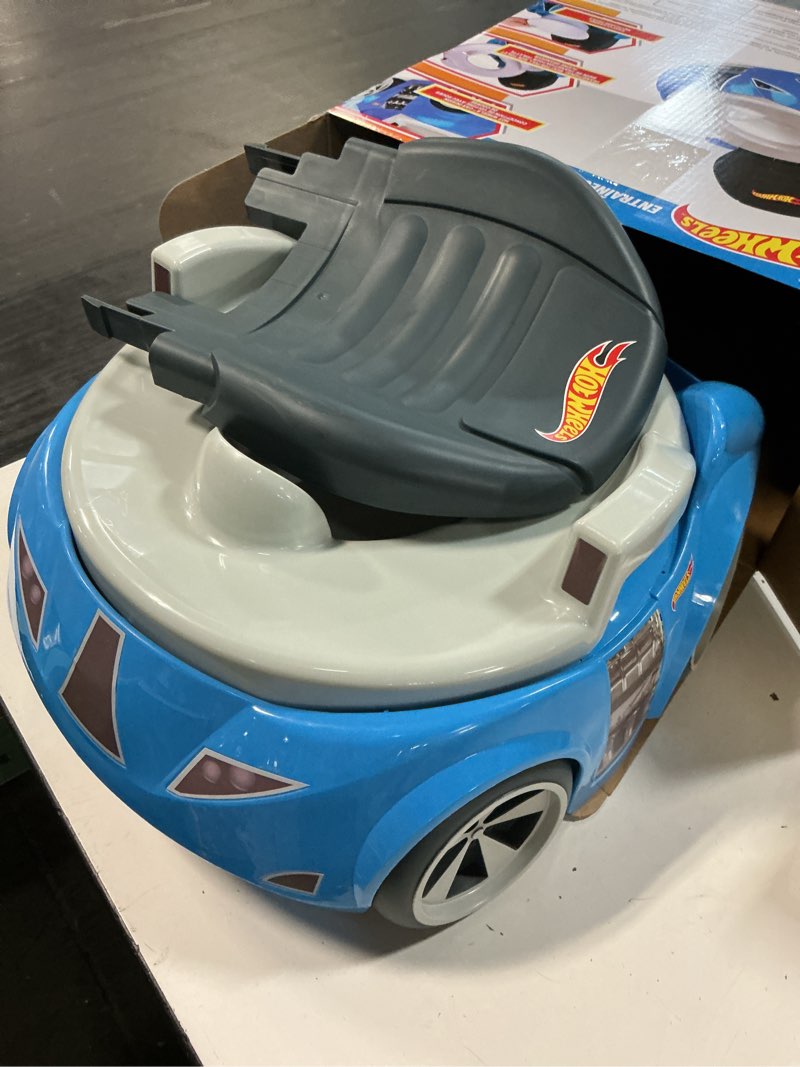 Condition photo showing Good Condition for hot wheels blue race car potty training toilet, race car potty seat includes detachable toddler toilet seat and kids potty, ages 12 months and up