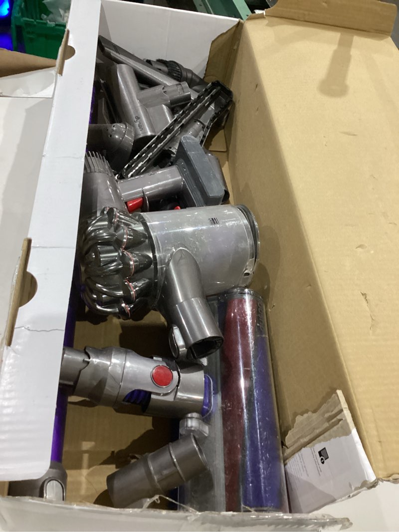 Condition photo showing As Is for dyson v8 cordless vacuum, cleans hard floors and carpets, detangles, converts to handheld, 115aw, 2 power modes, up to 40 minutes¹