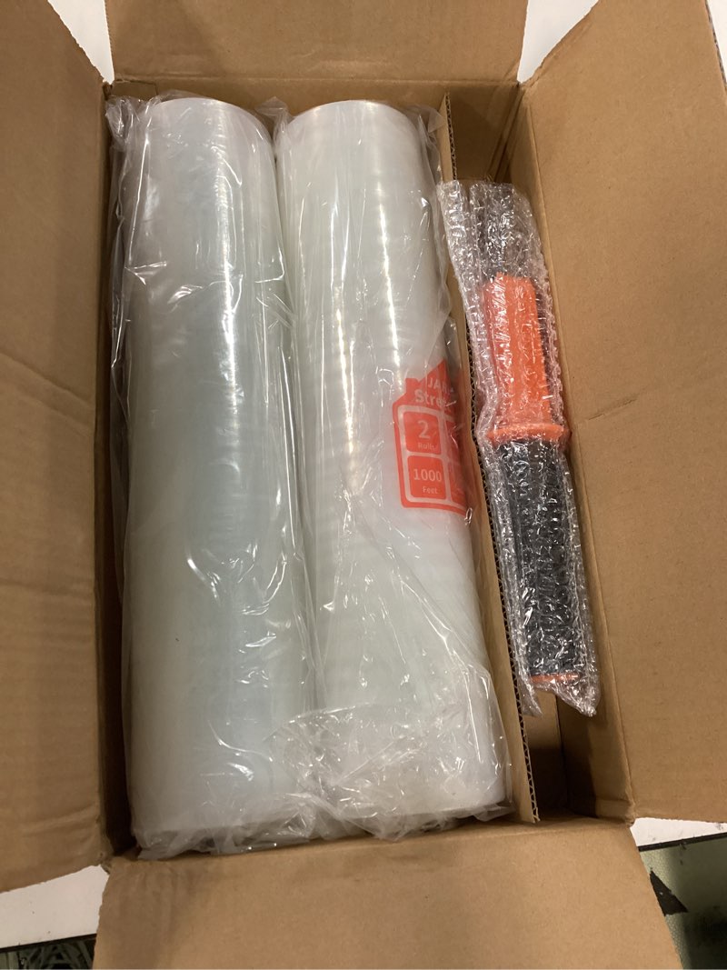 Condition photo showing New/Like New for jarlink stretch film, 15 inch x 1000 feet shrink wrap for pallet wrap, industrial strength stretch wrap with handles, moving wrapping plastic roll, 60 gauge, 2 pack, clear 2 pack orange handles