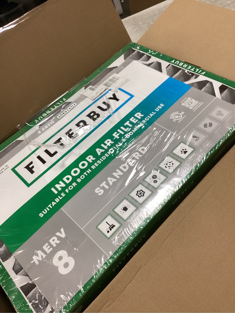 Condition photo showing New/Like New for Filterbuy 16x25x4 Air Filter MERV 8 Dust Defense (2-Pack), Pleated HVAC AC Furnace Air Filters Replacement (Actual Size: 15.50 x 24.50 x 3.63 Inches)