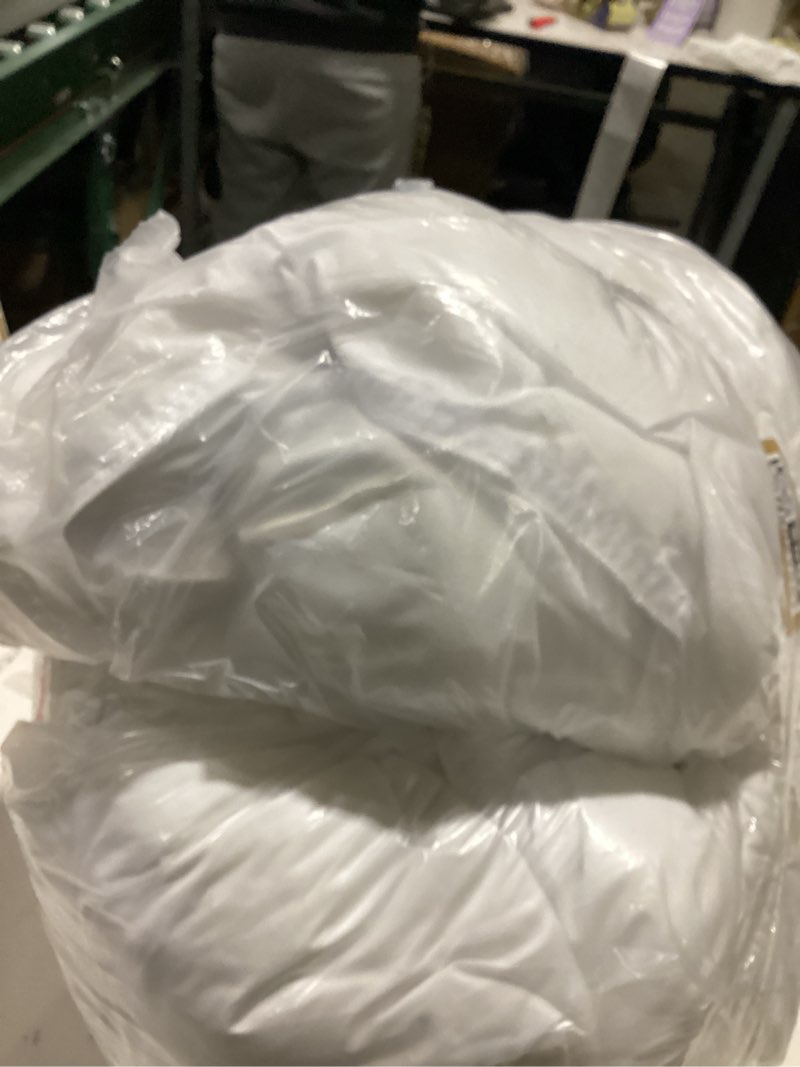 Condition photo showing As Is for amazon basics white down alternative comforter and duvet insert with corner tabs, machine washable, twin, light twin light