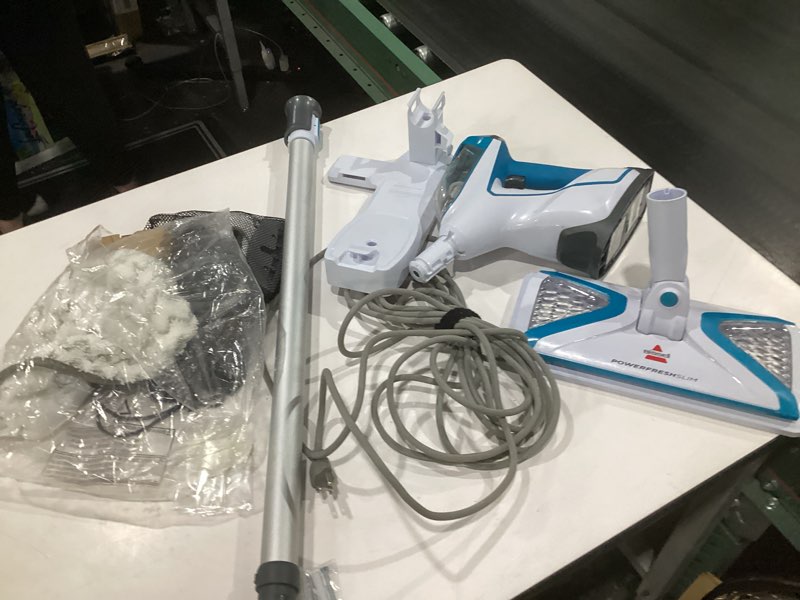 Condition photo showing As Is for (similar to stock photos, used, incomplete parts)bissell powerfresh slim 3?in?1 steam mop & handheld steamer, extension wand, on?board tool kit, multi?surface cleaner for sealed hard floors 2075a powerfresh slim steam