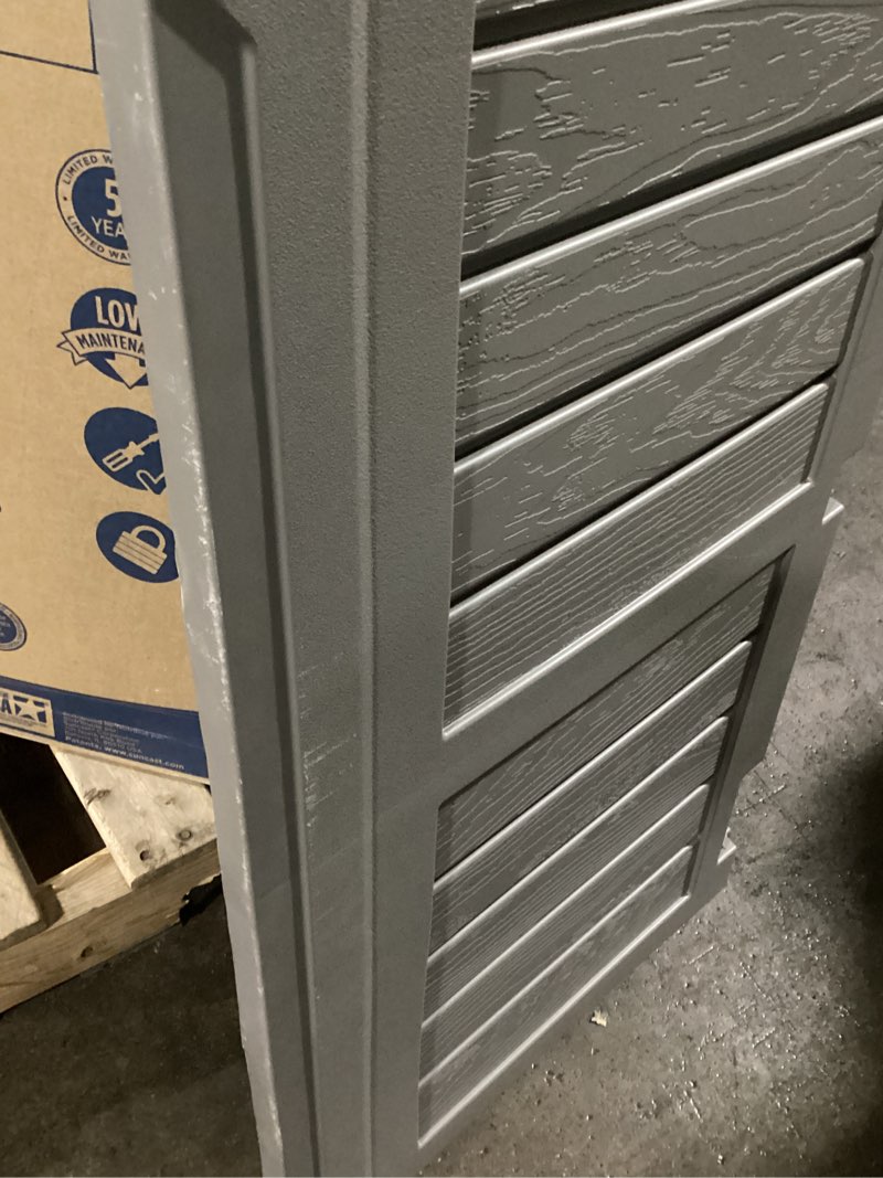 Condition photo showing As Is for suncast 50 gal. 20.25-in l x 36.75-in 50-gallons stoney plastic deck box