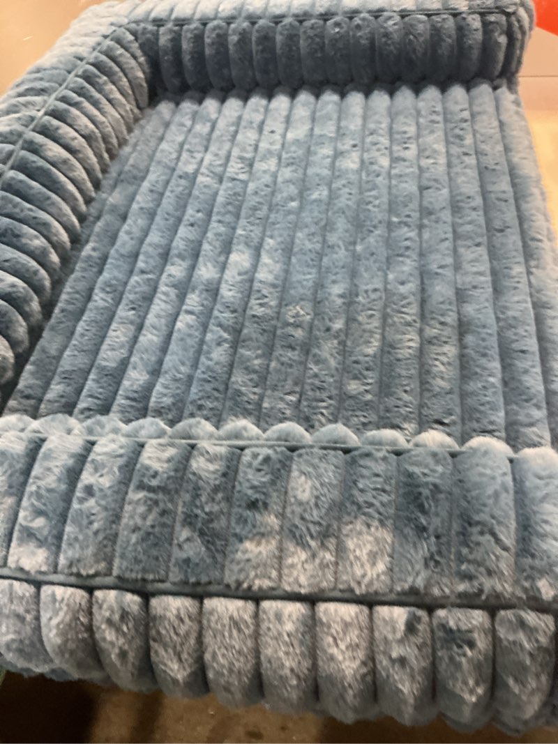 Condition photo showing Good Condition for bedsure comfyfleece™ orthopedic dog beds large sized dog, waterproof memory foam pet bed with sides, non-slip bottom and egg-crate foam large pet couch sofa with washable corduroy cover, blue 35.0"l x 25.0"w x 7"th night blue