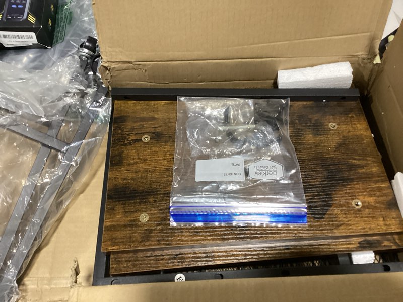 Condition photo showing New/Like New for Rolling Kitchen Microwave Cart, 3 Tier Microwave Table Stand with Adjustable Shelf, Kitchen Storage Rack on Wheels, Coffee Station Cart Rack Shelf Organizer for Living Room Office, Balcony Brown 3-tier