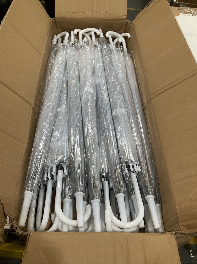 Condition photo showing Good Condition for reginary 30 pieces wedding umbrellas bulk auto open stick umbrellas with white european j hook handle windproof large canopy umbrella for outdoor wedding bride groom photography golf clear
