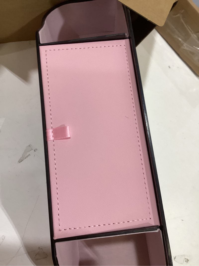 Condition photo showing Good Condition for car rear backseat extra multifunctional drink cup holder organizers with tissue storage box organizer & hooks for car seat back. pink