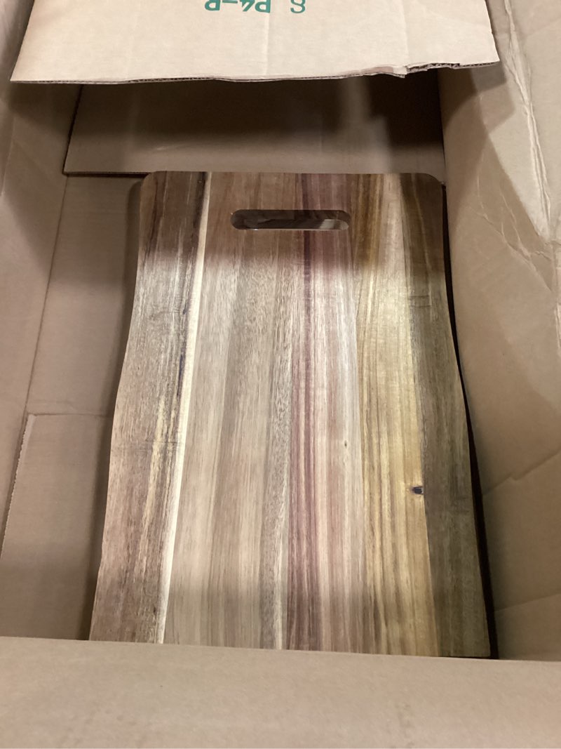Condition photo showing As Is for Large Acacia Charcuterie Board with Handles 36 x 12 Inch Christmas Extra Large Wood Foldable Serving Tray Rectangular Appetizers Cheese Food Meat Board for New Home Party Housewarming Gifts 36" x 12" x 12"