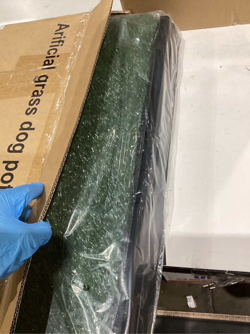 dumos dog grass pad with tray, 25" x 20" grass pad for dogs potty, reusable artificial grass pee pad