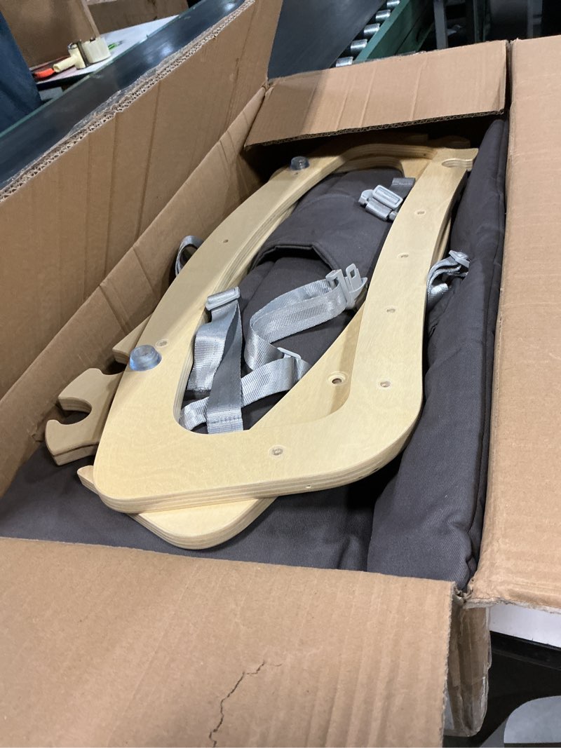 Condition photo showing Good Condition for 3-in-1 Baby Bouncer Adjustable Wooden Rocker Chair, Ergonomic Design Baby Lounger with Removable Cushion,Seat Belt and Booster, Recliner for Infants to Toddler (Grey)