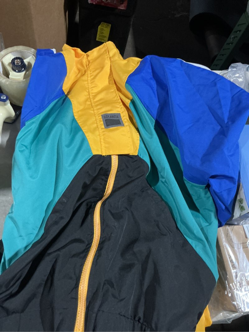 Condition photo showing As Is for lolanta boys' girls' color block jacket track pants sets hip hop dance patchwork clothes unisex streetwear 14-16 blue#b