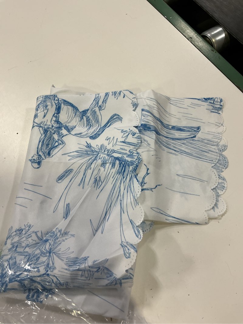 Condition photo showing Good Condition for glory season rustic tablecloth classic french village printed linen fabric table cover farmhouse decoration 55x102 inches rectangle/oblong blue for kitchen dining 102" x 55" (rectangular) blue