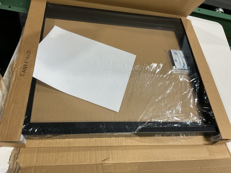 Condition photo showing New/Like New for Americanflat 16x20 Canvas Floating Frame with Adhesive Strips Included - Vertical and Horizontal Floating Frame for Artwork - Canvas Frames for Wall Display - Black Black 16X20
