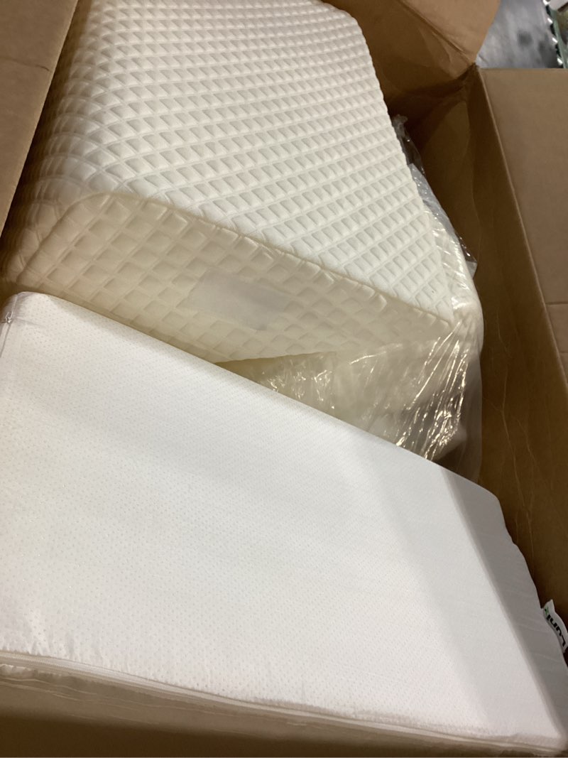 Condition photo showing As Is for Lunix 6pcs Orthopedic Bed Wedge Pillow Set, Post Surgery Memory Foam for Back, Neck, and Leg Pain Relief, Adjustable Sitting Pillow for Sleeping, Acid Reflux and GERD, Hot Cold Pack, White