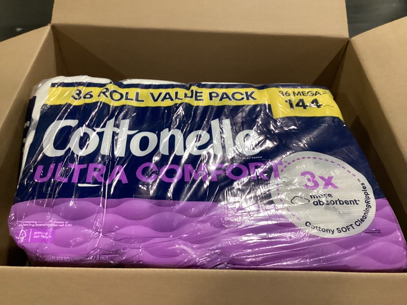 Condition photo showing New/Like New for cottonelle ultra comfort toilet paper with cushiony cleaningripples texture, 32 family mega rolls = 144 regular rolls (8 packs of 4) family mega pack of 32