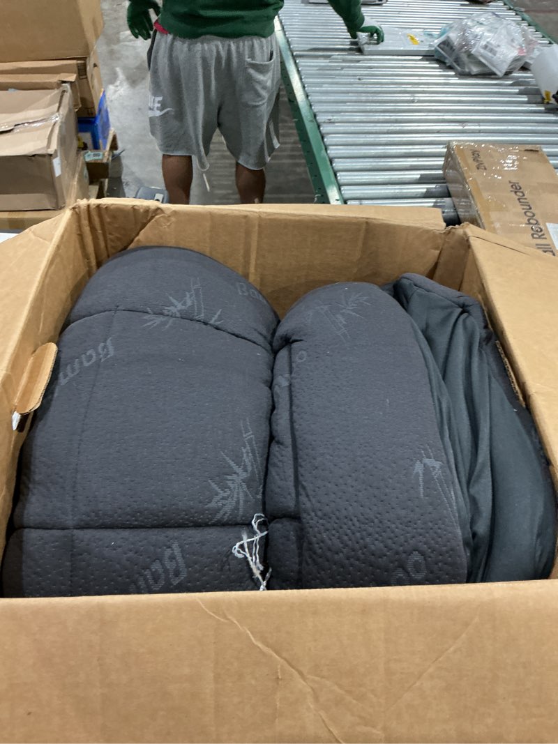 Condition photo showing As Is for niagara sleep solution ultra soft king size mattress topper - rayon derived from bamboo pillow top mattress pad for back pain relief - naturally cooling for hot sleepers, dark gray king 2 dark gray