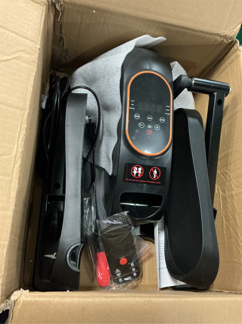 Condition photo showing Good Condition for under desk elliptical exercise machine, electric leg exerciser with 12 speeds, forward & reverse modes,quiet compact seated pedal stepper machine with remote control for seniors & adults black