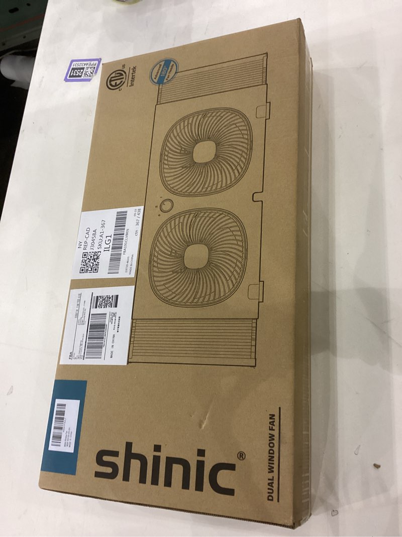 shinic 9" Twin Window Fan with 180°+90° Rotatable Fans, 2-Speeds, Vertical Window Fan with Rigid & A