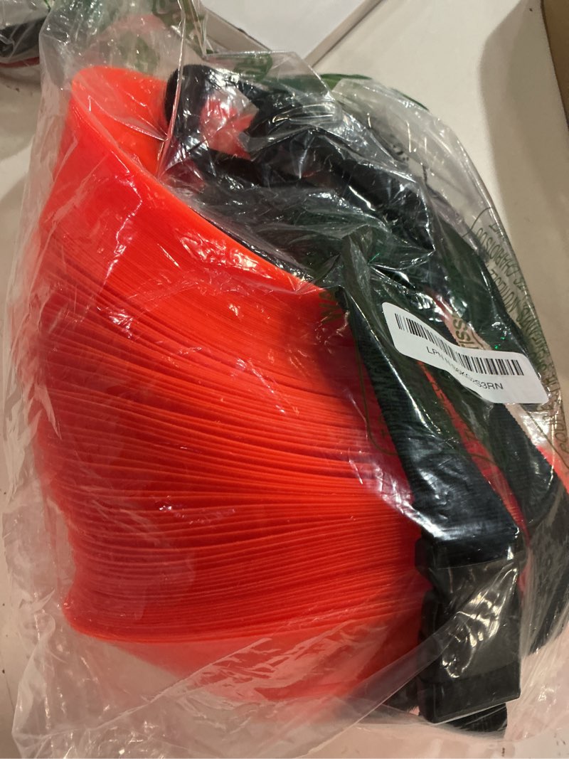 Condition photo showing Good Condition for 100 pieces soccer cones with strap agility disc cones soccer training cones soccer cones for drills orange mark disks for challenge football basketball skating kids games outdoor indoor 2 straps