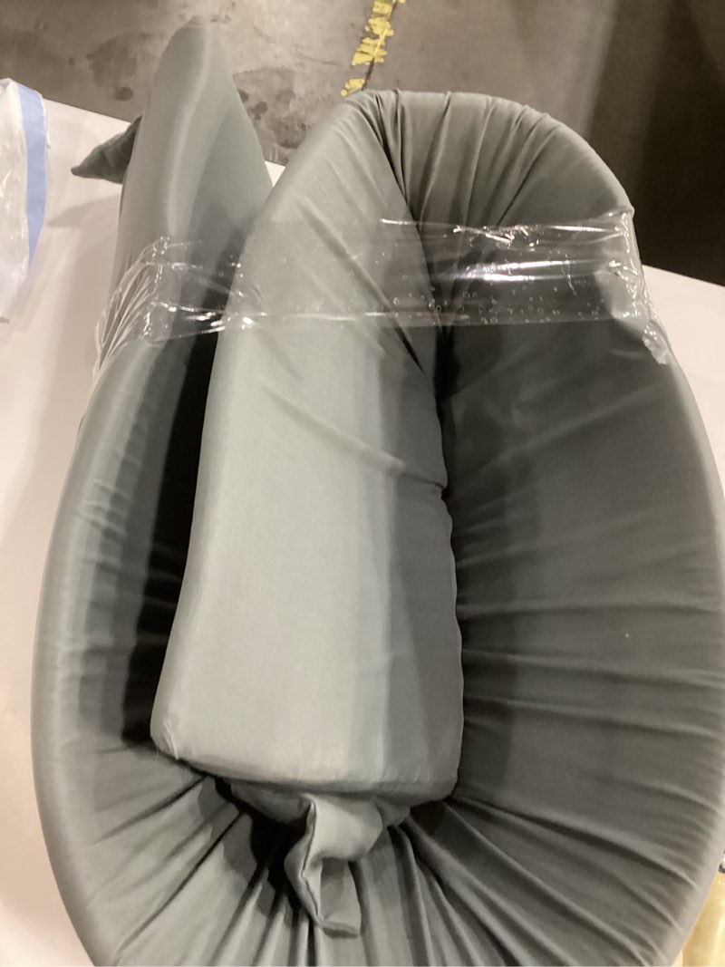 Condition photo showing As Is for Vekkia King Bed Wedge Pillow for Headboard Gap, 0–6" Gap Filler with Side Pockets & Washable Cover, Gray 76"x10"x6" Gray King(76''x10"x6"-Large)