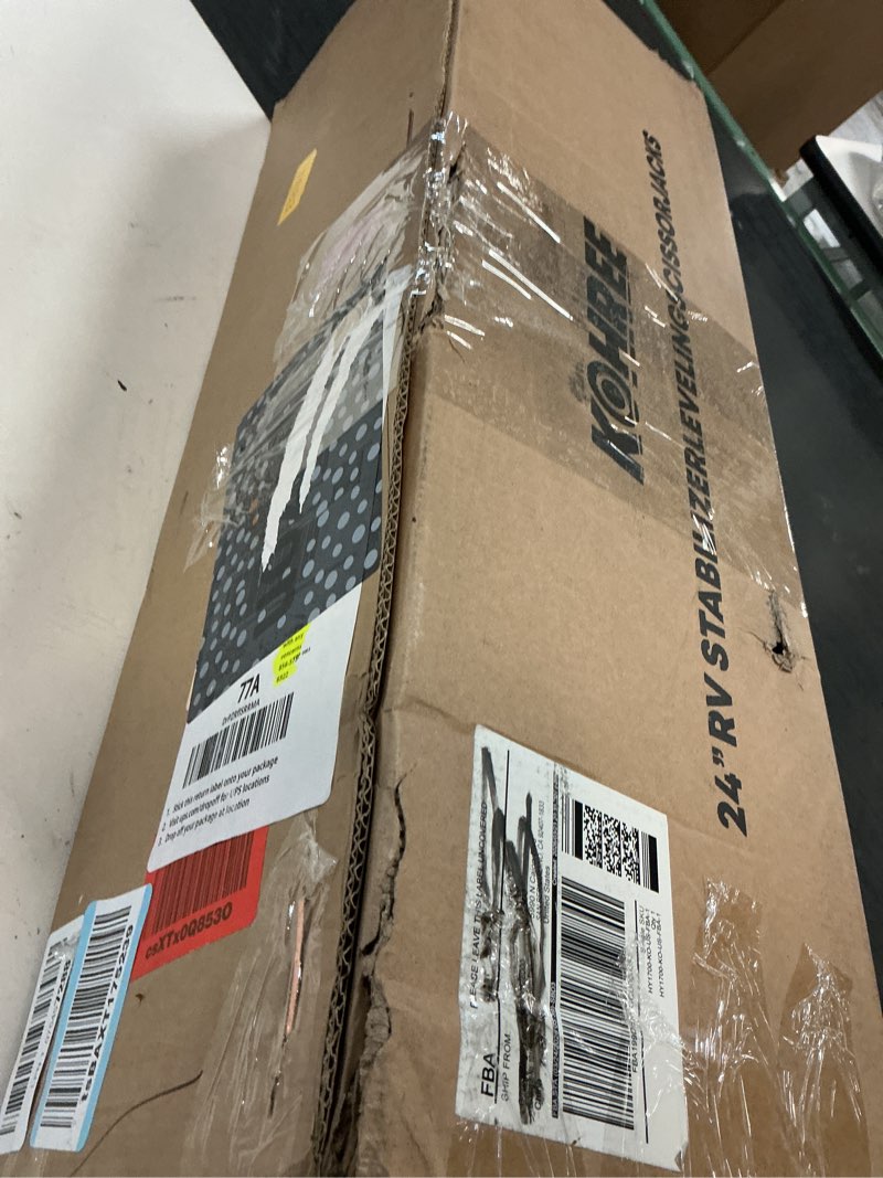 Condition photo showing New/Like New for kohree 7500lbs rv stabilizer leveling scissor jacks 24" for travel trailer camper, set of 2, heavy duty rv stabilizer jacks kit with crank handle and drill bit, black 2 pack - 7500lbs