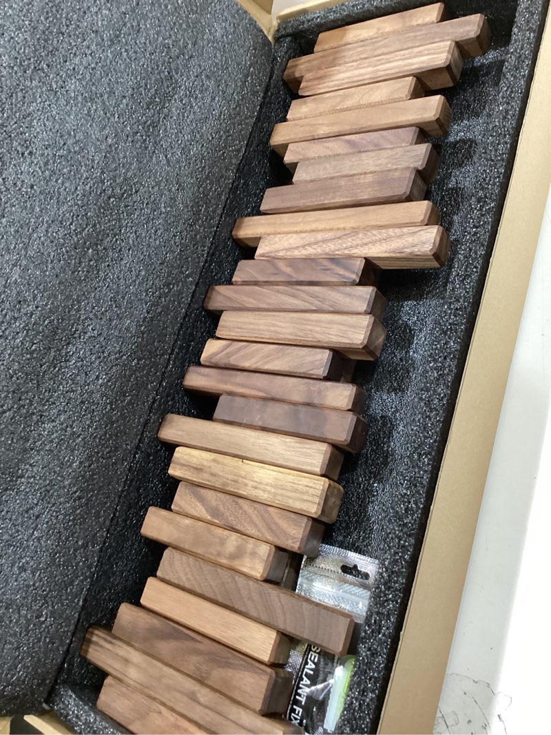 Condition photo showing Good Condition for desainoph® wooden coat rack wall mounted sticks multi rack solid handmade natural walnut wood artwork with 5 flip-down unique modern hooks for coats bag hat umbrella walnut 5-hooks