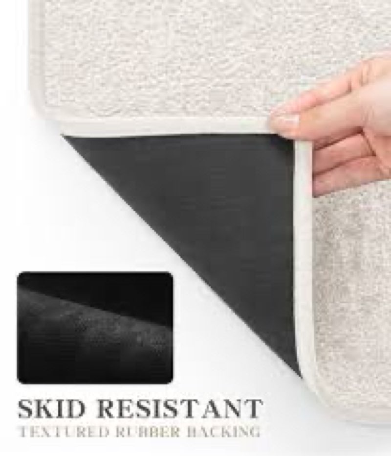 Chakme 2 Piece Bathroom Rug Set, Ultra Thin Bath Mat, Absorbent, Non Slip, Machine Washable, Light B