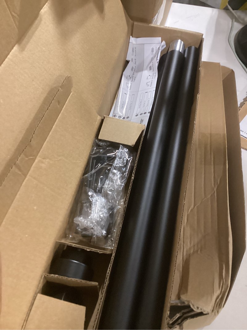 Condition photo showing Good Condition for ifels heavy duty curtain rods for windows 28 to 48 inch, 1 inch adjustable black metal curtain rod with matte black finish and modern design (a1,black,30-60") 30"-60" black