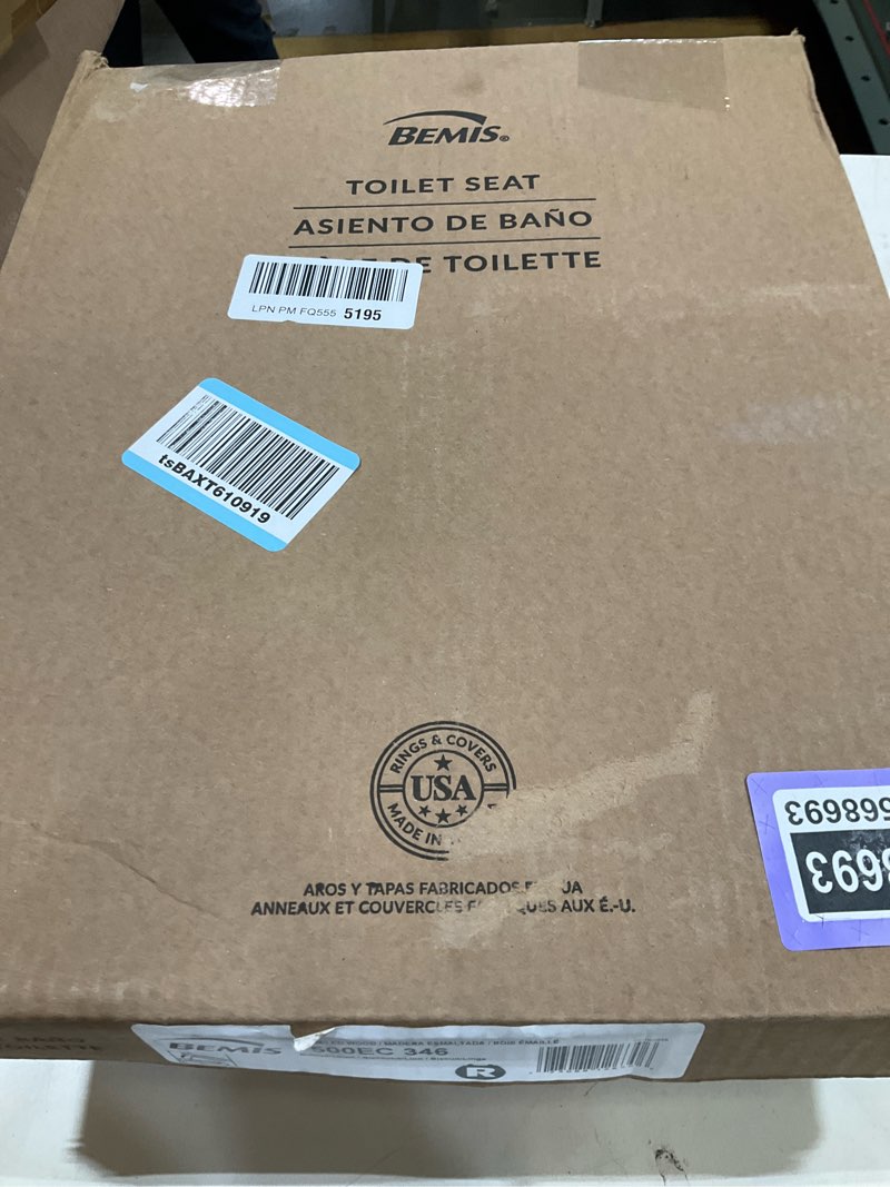 Condition photo showing New/Like New for bemis 500ec durable wood toilet seat with easy clean hinges, made in usa, round, biscuit biscuit round