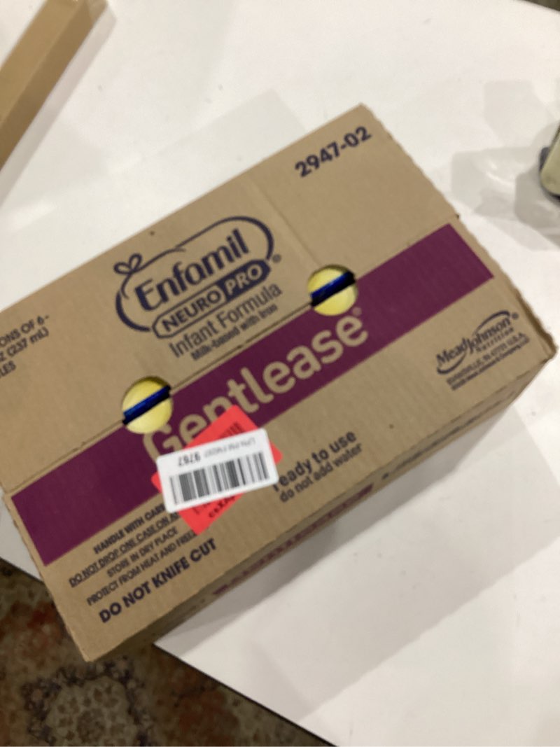 Condition photo showing New/Like New for enfamil neuropro gentlease ready-to-feed with smaller proteins for easy digestion,brain supporting dha, humo6* blend, baby formula for easing fussiness, gas, spit-up in 24hrs, 8 fl oz (6 ct), 4 pack 8 fl oz (pack of 24)