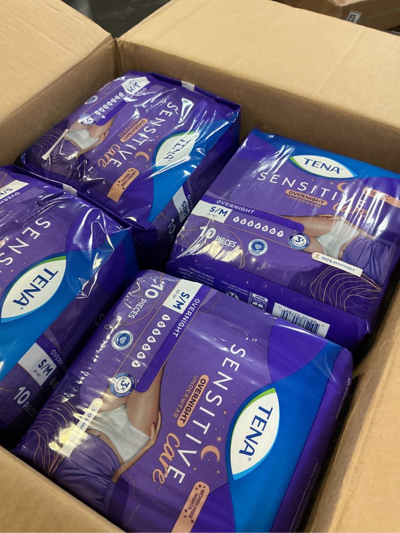 Condition photo showing Good Condition for tena sensitive care overnight incontinence underwear for women, bladder control and postpartum, small/medium, 80 count (waist size: 25in-35in) small/medium 80