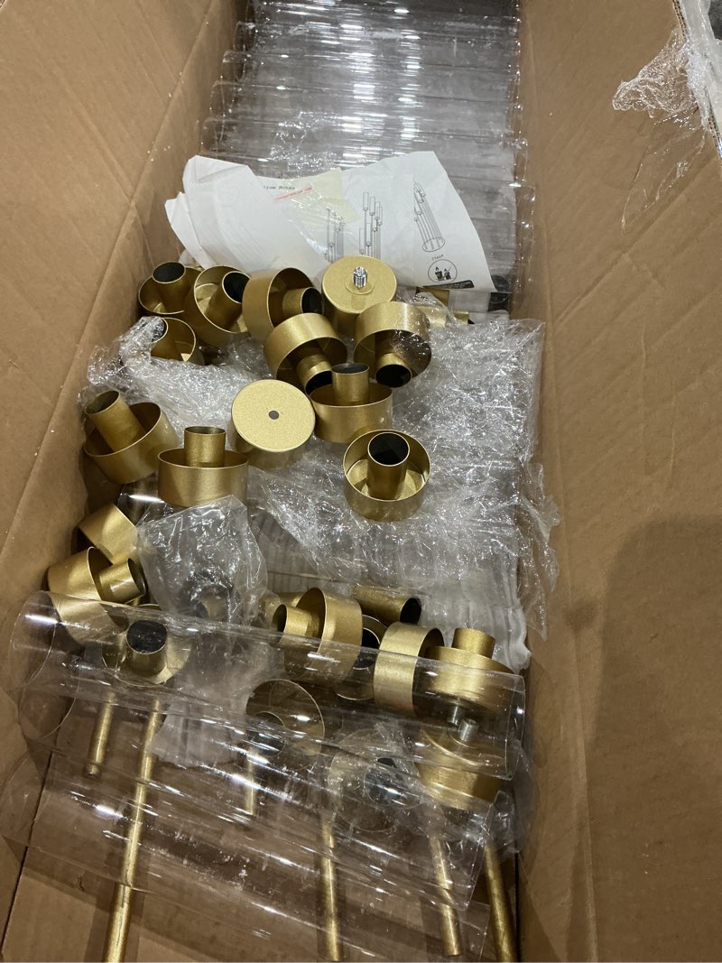 Condition photo showing As Is for 4sets floor candelabra tall 7 arm centerpieces for wedding, 48" tall metal candlestick holders with acrylic lampshade for home party decor fit led taper candles candelabros para centros de mesa 48”tall 4