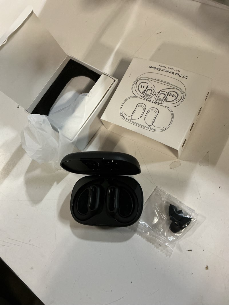 Condition photo showing Good Condition for wireless earbuds, bluetooth 5.4 headphones, true wireless stereo sound earphones with noise cancelling mic, fast charging, ipx7 waterproof, comfort fit ear buds for sports/workouts/travel (deep black)