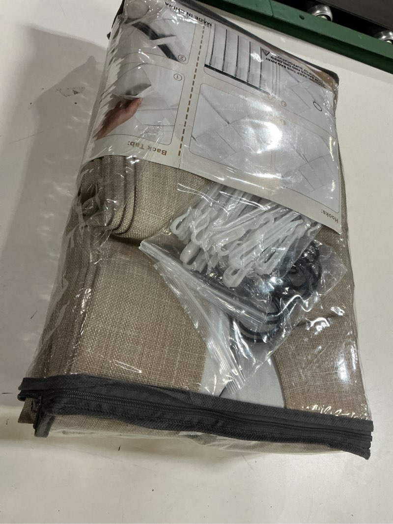 Condition photo showing Good Condition for flax linen greyish beige light blocking curtains 90 inches long 2 panels set for dining room, neutral memory shape pleated blackout heavy duty curtain with hooks ceiling track patio door drape 7-1/2ft burlywood birch 40"w x 90"l (pack of 2)