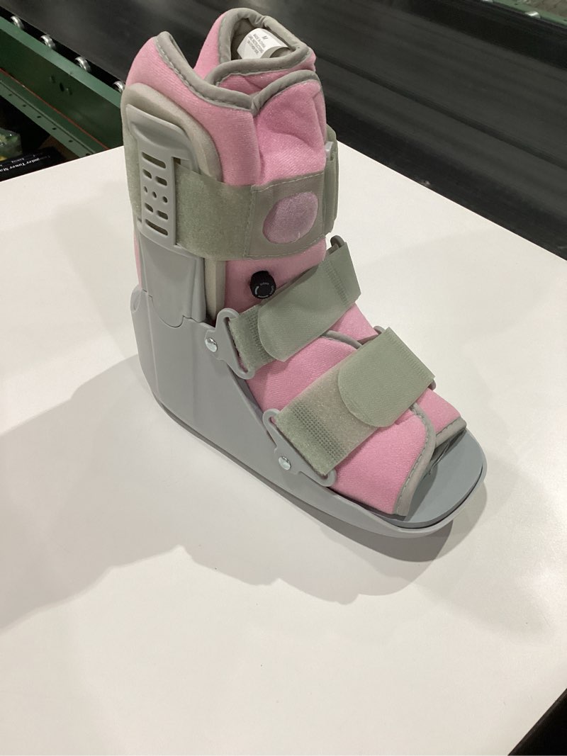 Condition photo showing Good Condition for Walking Boot for Broken Foot, Air Cam Walker Boot for Foot Injury Adjustable Fracture Support for Sprained Ankle, Grey Shell with Light Pink Lining for Women Medium Grey & Light Pink Medium