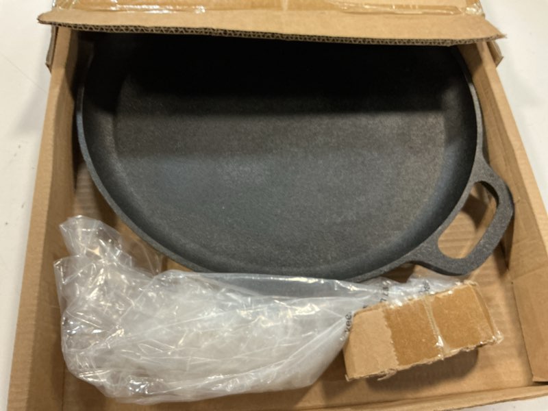 Condition photo showing Good Condition for Cast Iron Pizza Pan - 14-Inch Baking Pan for Oven, Stovetop, Grill, or Campfires - Durable, Even-Heating, Versatile Cast Iron Griddle by Home-Complete 14" Pizza Pan