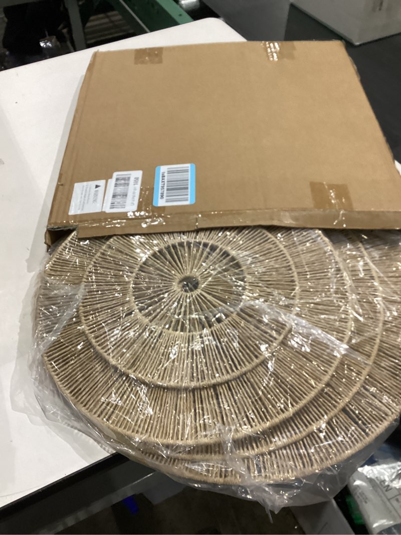 Condition photo showing item condition for soonow set of 6 boho woven baskets for wall decor, farmhouse large wall art for bedroom, living room, office