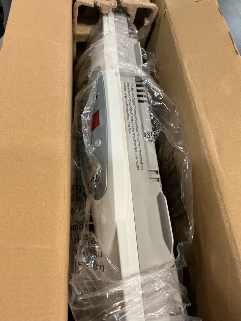 Condition photo showing Good Condition for bionaire window fan with reversible airflow blades – 3-speed settings, programmable thermostat, led display, remote control, fits 24–36" windows, no assembly required white 2 blades electronic control with lcd screen window fan