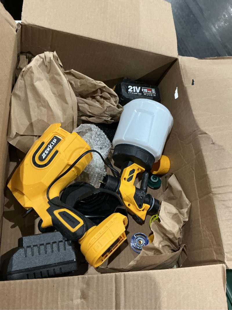 Condition photo showing As Is for paint sprayer, hvlp spray gun with cleaning and blow-off seal, 4 copper nozzles and 3 patterns, paint sprayers for painting houses, furniture, walls, cabinets