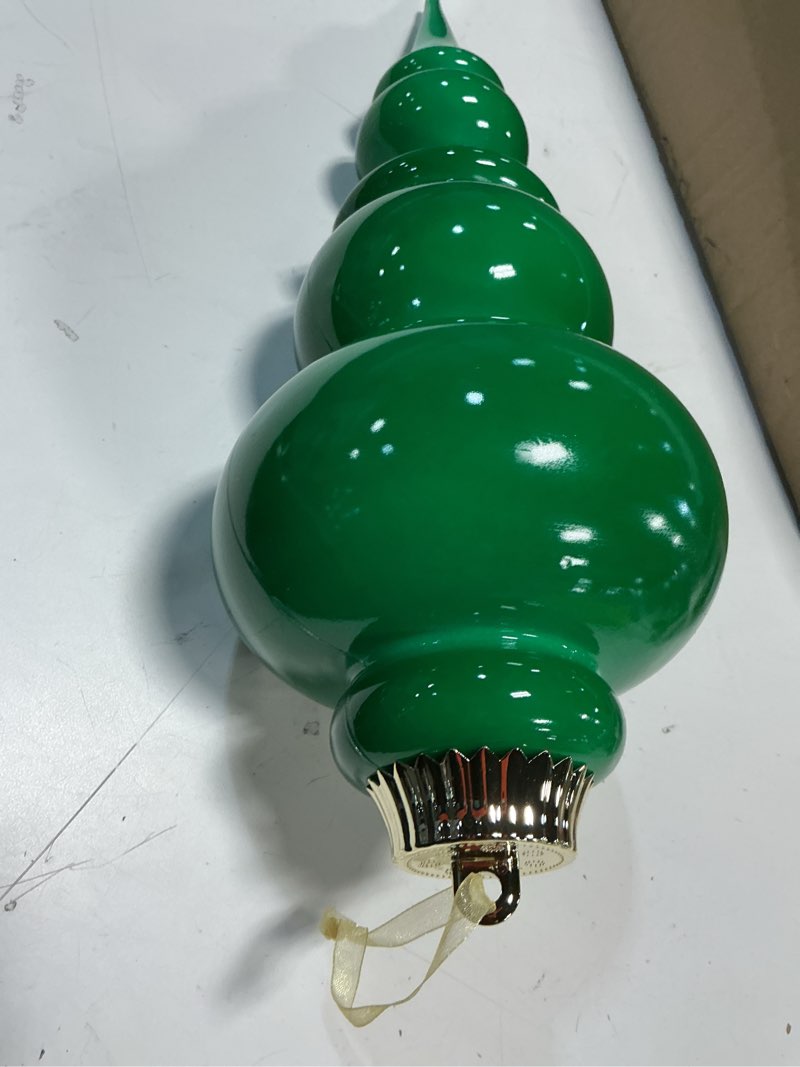 Condition photo showing Good Condition for Lanpn 4 Pcs 12" Outdoor LED Ornament, Large Christmas Tree Shaped Bulb, Xmas Battery Powered Ball Lights Decor with Dark Sensor, Christmas Lighted Ornaments for Lawn Garden Yard Patio, Gold Gold 12" / 4 pcs