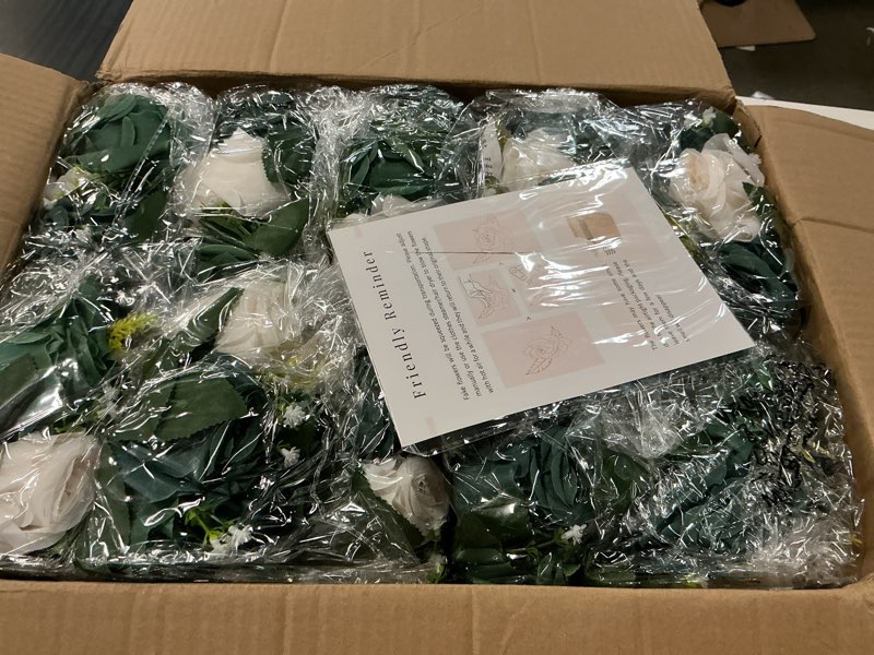Condition photo showing Good Condition for blosmon green flowers artificial for weddings: 10 pcs fake rose flower balls for st patricks day table decorations - fake silk kissing bouquet floral arrangement for home party event decoration hunt green & forest green & ivory 10