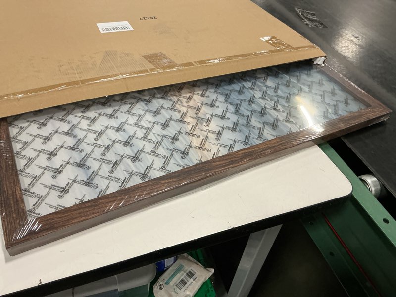 Condition photo showing New/Like New for 20x27 Picture Frame, Classic Brown 20 x 27 Poster Frame for Horizontal or Vertical Wall Mounting, 1 Pack Brown 20x27