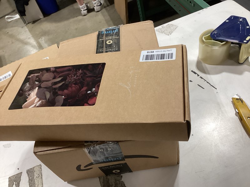 Condition photo showing New/Like New for ling's moment fake flowers box, faux artificial greenery stems foam roses dahlia silk peonies eucalyptus fabic flower for centerpieces bouquet wedding vase, dusty rose & burgundy, deluxe combo red-dusty rose & burgundy deluxe
