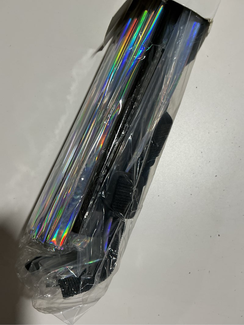 Condition photo showing As Is for Large Rave Fan UV Glow Hand Fan with Holster for Men/women, Disco Party Favor for Edm Music Festival Club Rave Accessories(Laser)